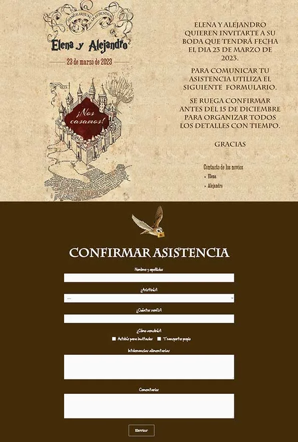 confirmacion de asistencia harry potter