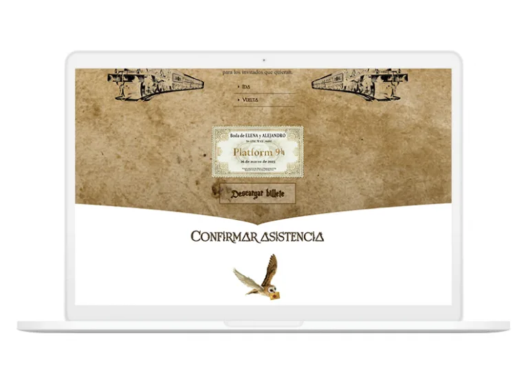 invitacion de boda digital harry potter para el ordenador
