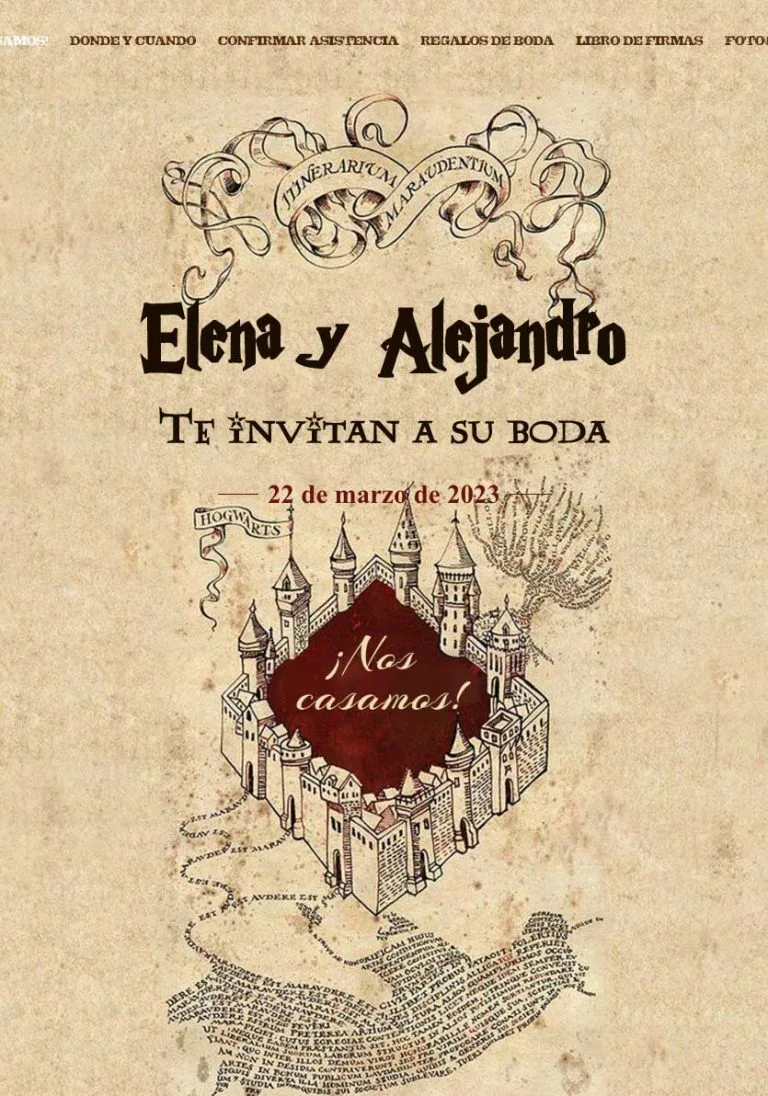 invitacion de boda harry potter