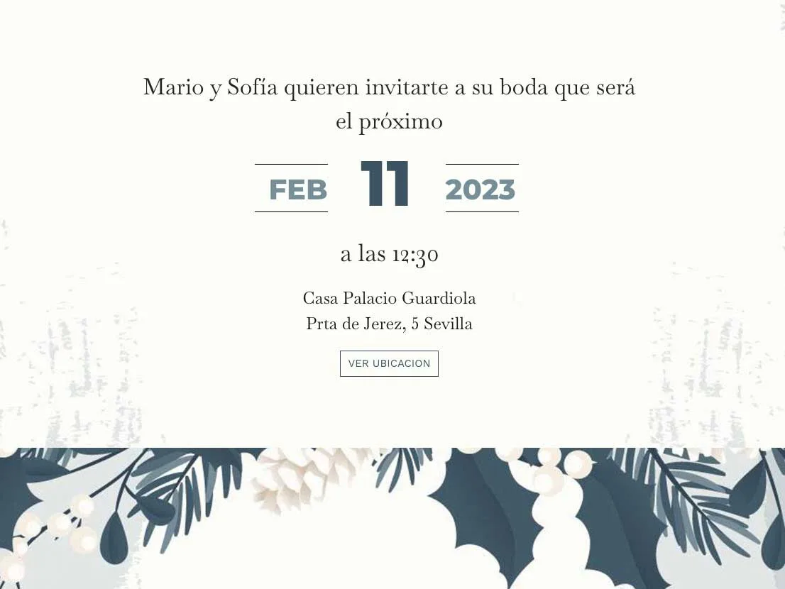 invitaciones de boda invierno con info del evento