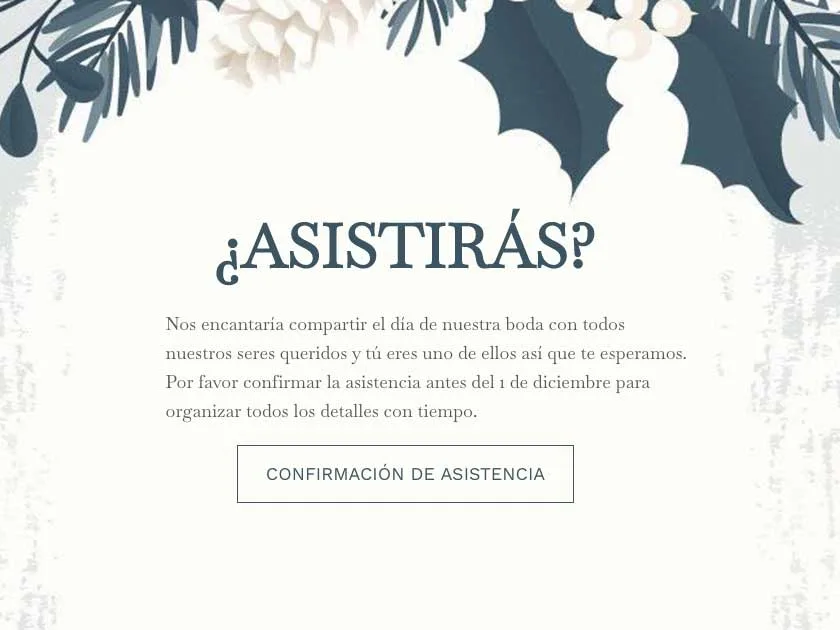 invitaciones para boda invierno con confirmación de asistencia