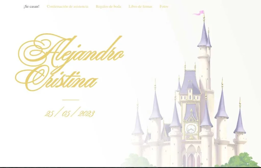invitacion de boda con diseño de castillo disney
