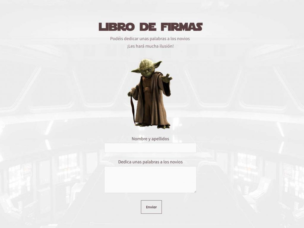 invitación boda star wars libro firmas