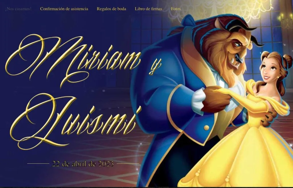 invitacion de boda de la bella y la bestia personajes de disney