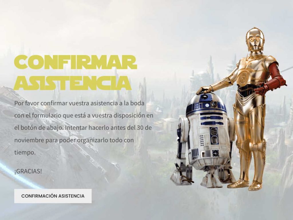 invitación de boda star wars r2d2