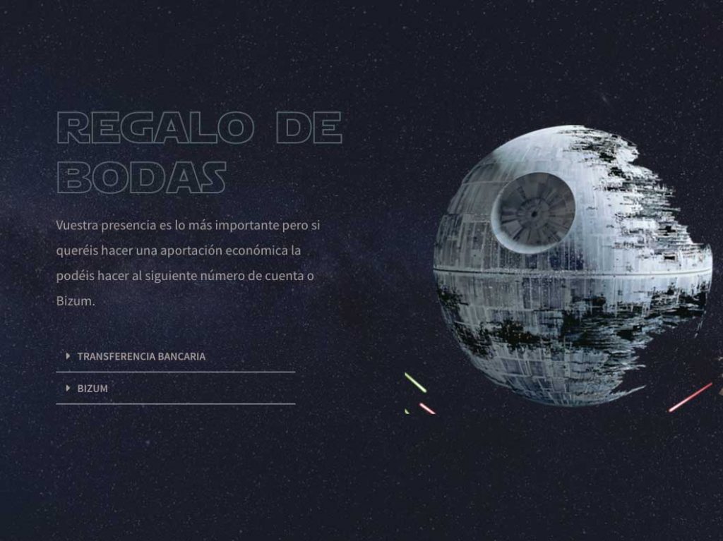 confirmación de asistencia invitación boda star wars