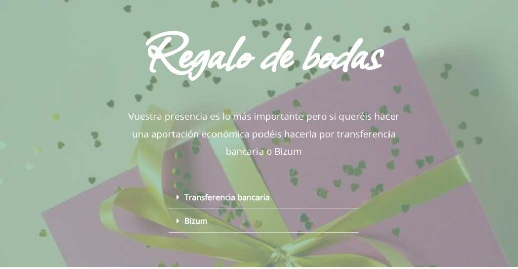 invitación de boda con número de cuenta para regalos